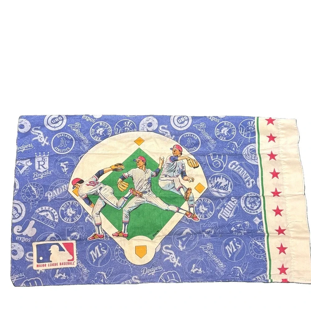 Vintage 1991 MLB Major League Baseball Twin Bed Sheet Set Comforter Flat Fitted